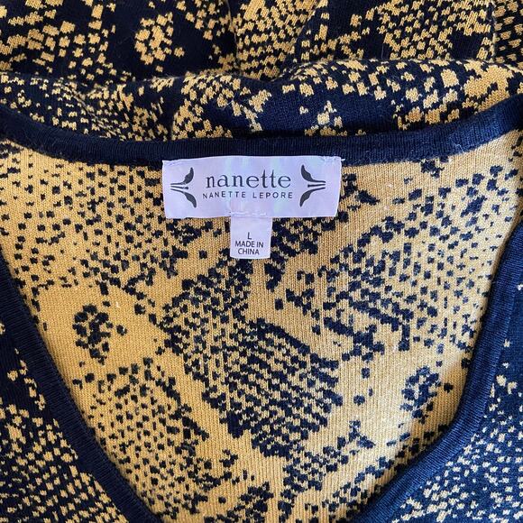 Nanette Lepore Black Yellow Snakeskin Print Bodycon Dress - Women's Size L - Picture 4 of 5